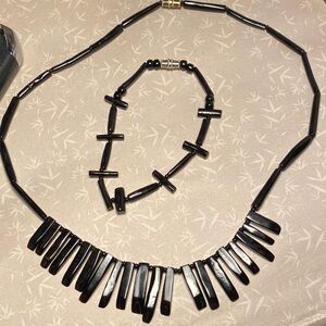 Elegant Black coral Necklace and Bracelet Set